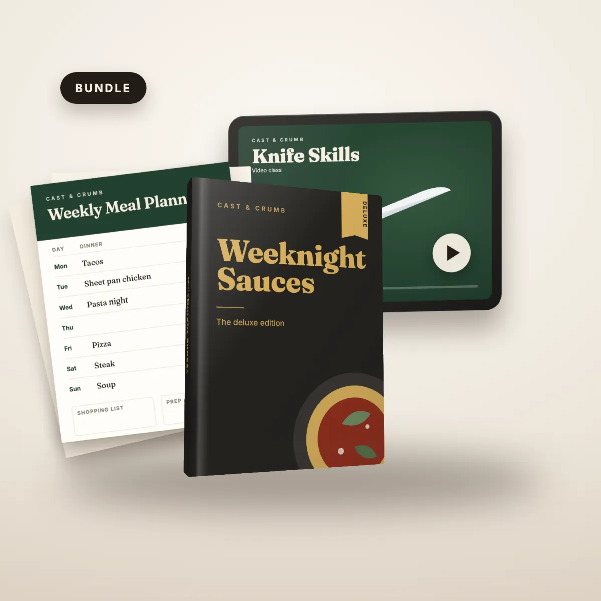The Home Cook Starter Bundle: Weeknight Sauces Deluxe, the Weekly Meal Planner and the Knife Skills class